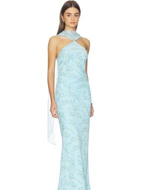 Amanda Uprichard Ashton Maxi Dress in Pacific